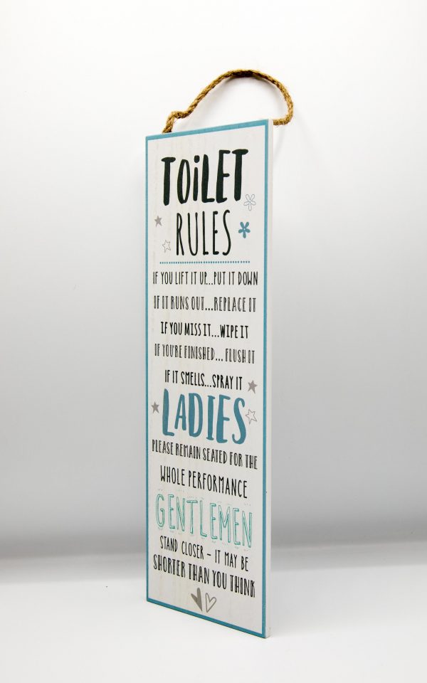 Humorous Toilet Rules Hanging Sign – Assorted Designs